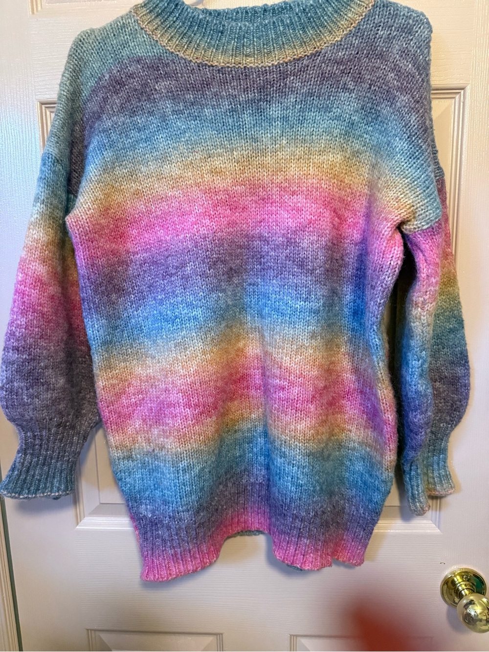 Soft Gradient Rainbow Crewneck Sweater - Multicolor